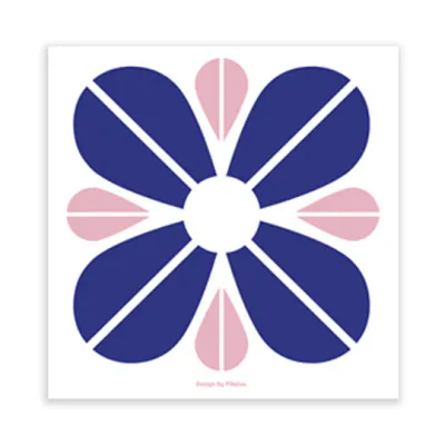 Klut  retro ros og klarblå blomst